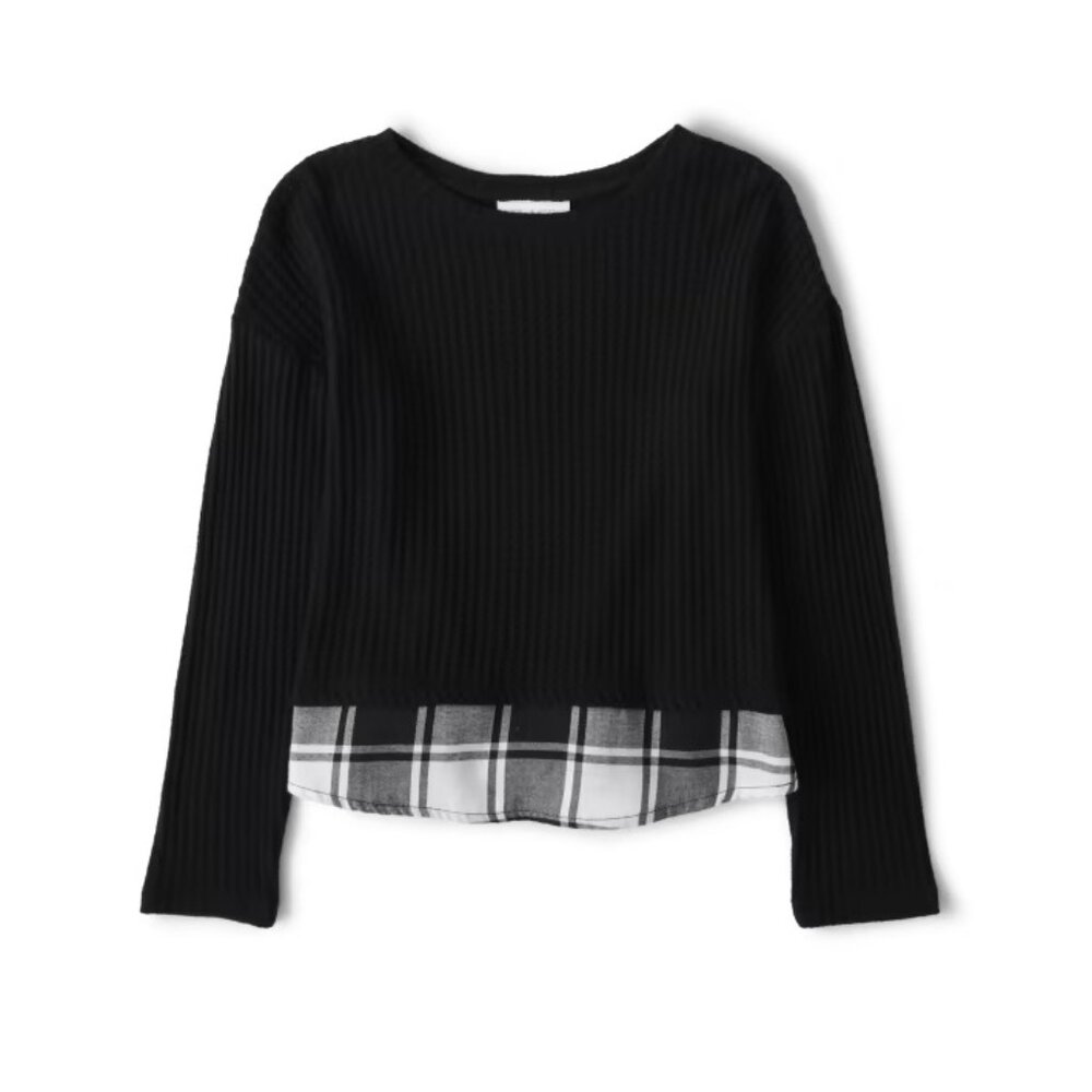The Children's Place Girls Plaid 2 in 1 Long Sleeve Sweater 10/12